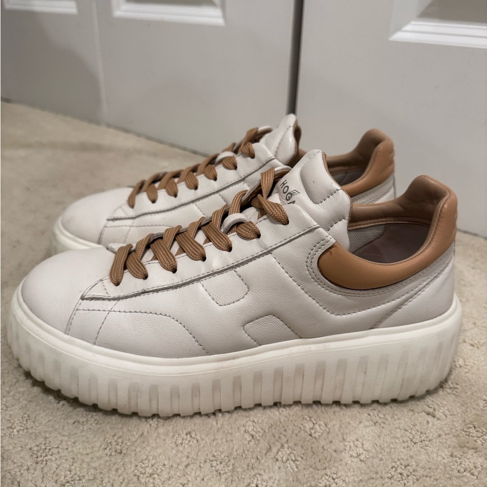 Hogan H-Stripes Low-Top Round-Toe Sneakers